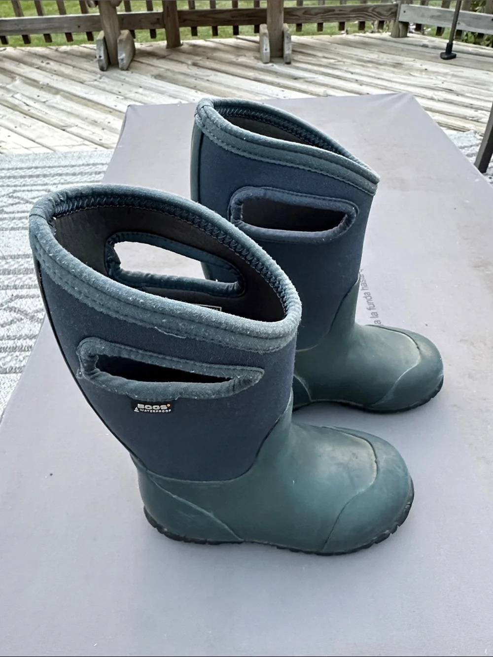 Bogs Green & Navy Kids Waterproof Boots